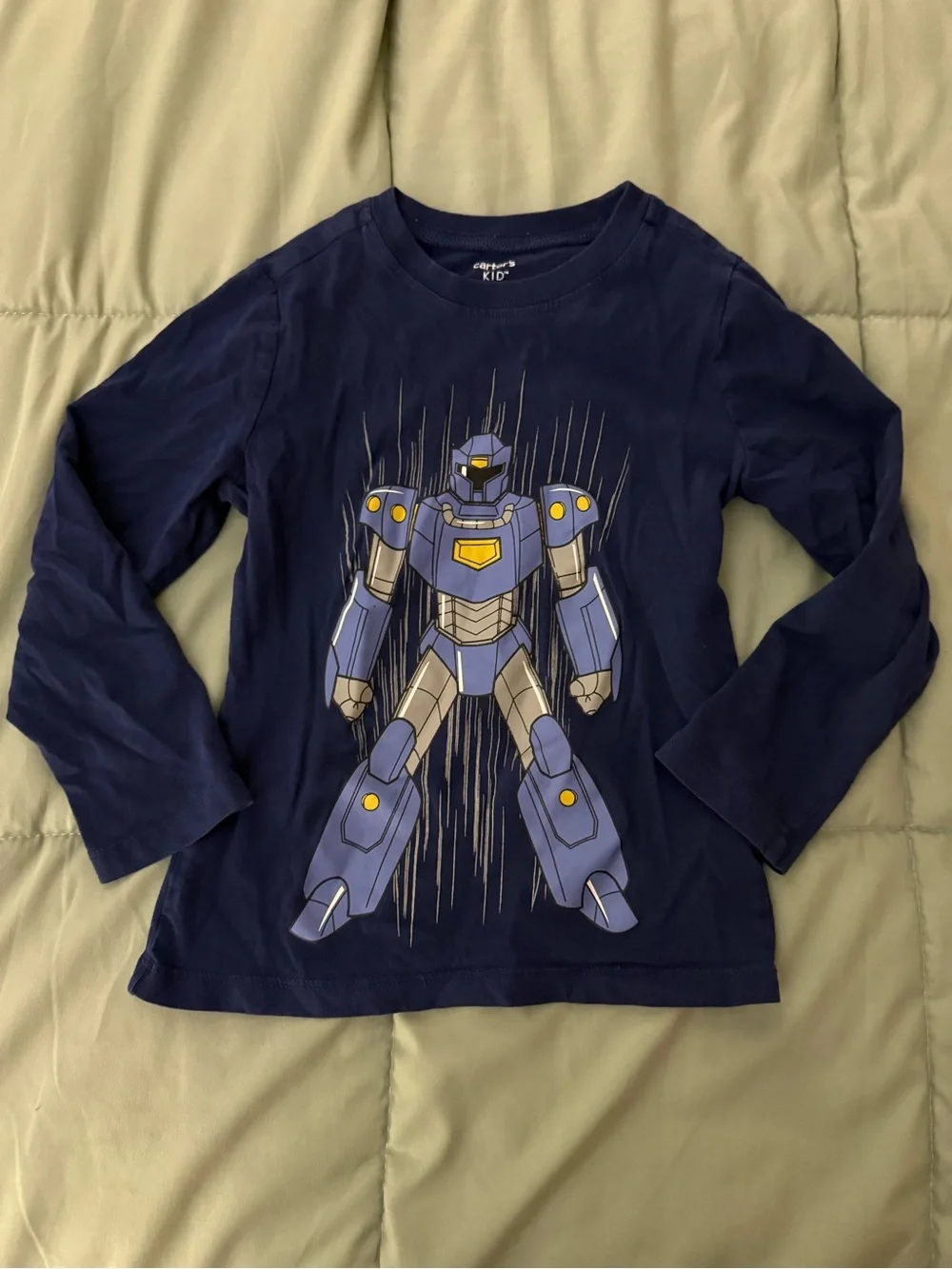 Carter's Navy Long-Sleeve Tee with Robot Graphic